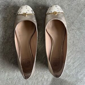 Tory Burch Gold and Cream Flats